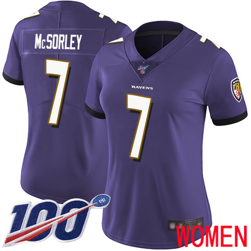 Baltimore Ravens Limited Purple Women Trace McSorley Home Jersey NFL Football #7 100th Season Vapor Untouchable->women nfl jersey->Women Jersey